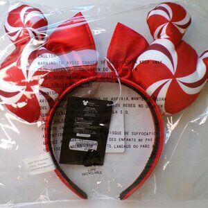 Disney Christmas Candy Cane Minnie Mouse Ears Headband Boxlunch Exclusive